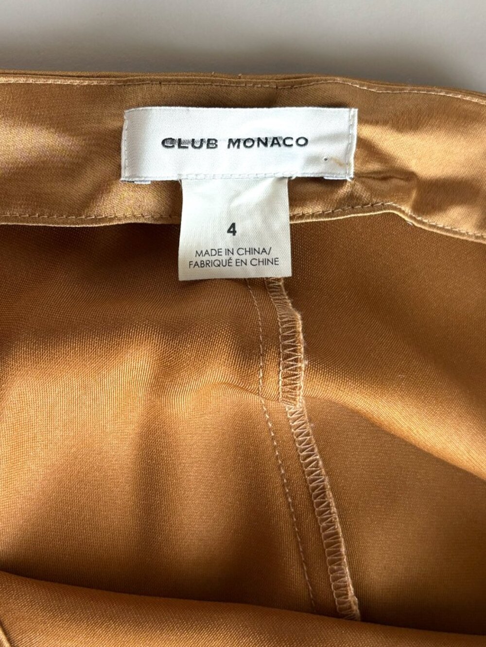 Club Monaco Bias Cut Satin Slip Skirt in Honey, Long Draped Mini Skirt, sz 4 - Picture 8 of 15